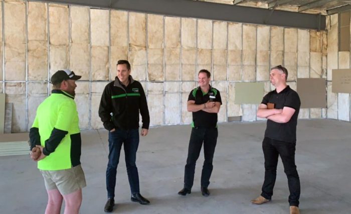 Stroud Homes Ballarat builders Simon Walshe and Bradley Vagg with James Stroud