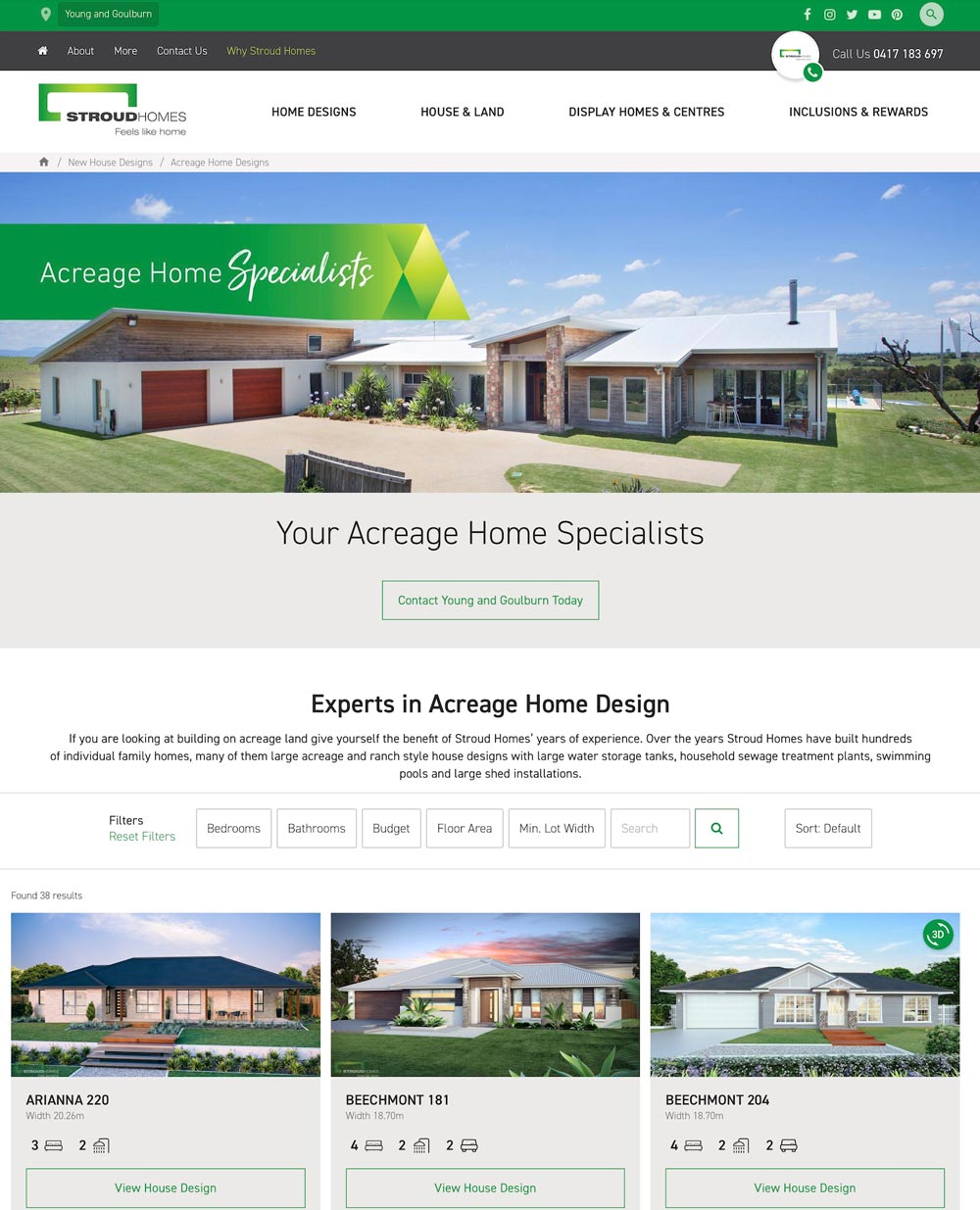 The Stroud Homes website shown on desktop and mobile