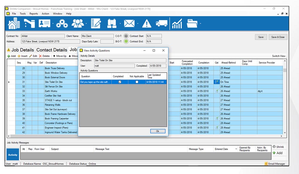 Stroud Homes workflow management software on screen
